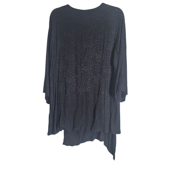 Endless Knot Art Jacquard Asymmetrical Tunic Blouse Women's M/L Black Artsy Boho - Picture 2 of 10